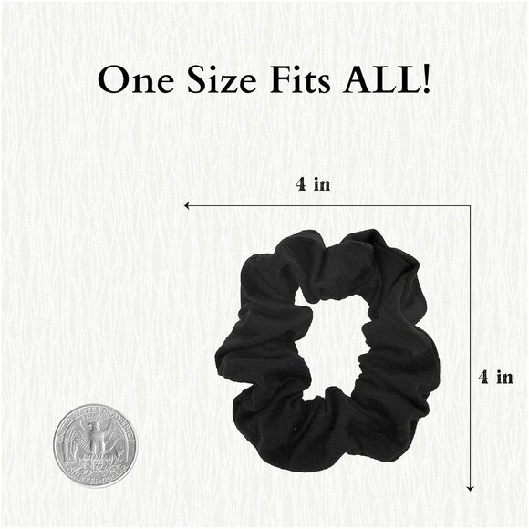 Set of 2 Soft Cotton Black Scrunchies - Gentle & Stretchy Hair Accessories - Picture 4 of 5